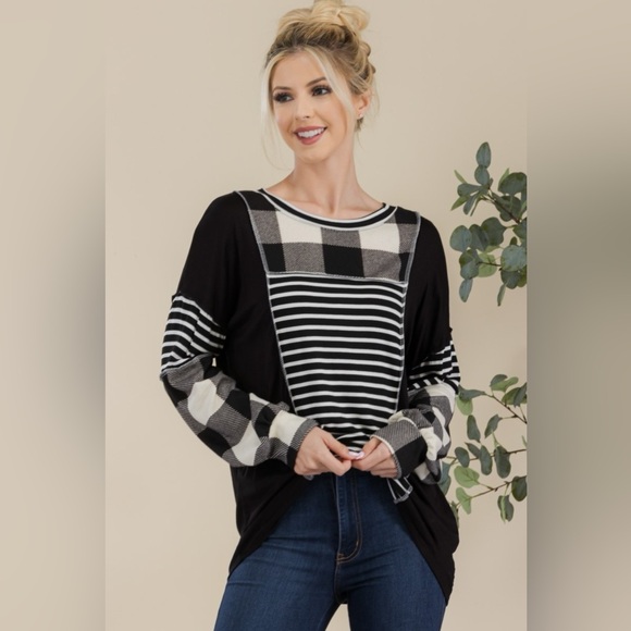 Celeste Full Size Color Block Exposed Seam T-Shirt 10010035219 - Picture 3 of 5